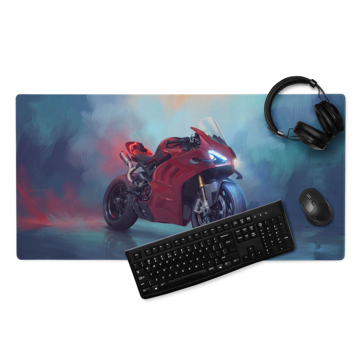 Ducati Panigale V4 Inspired Extra Large Gaming Mousepad, Italian Superbike Desk Mat, Non-Slip Base