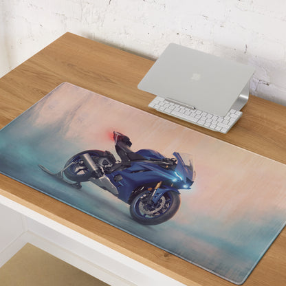 Yamaha YZF-R6 Inspired Giant Desk Mat, Sportbike Office Setup, Smooth Tracking Surface