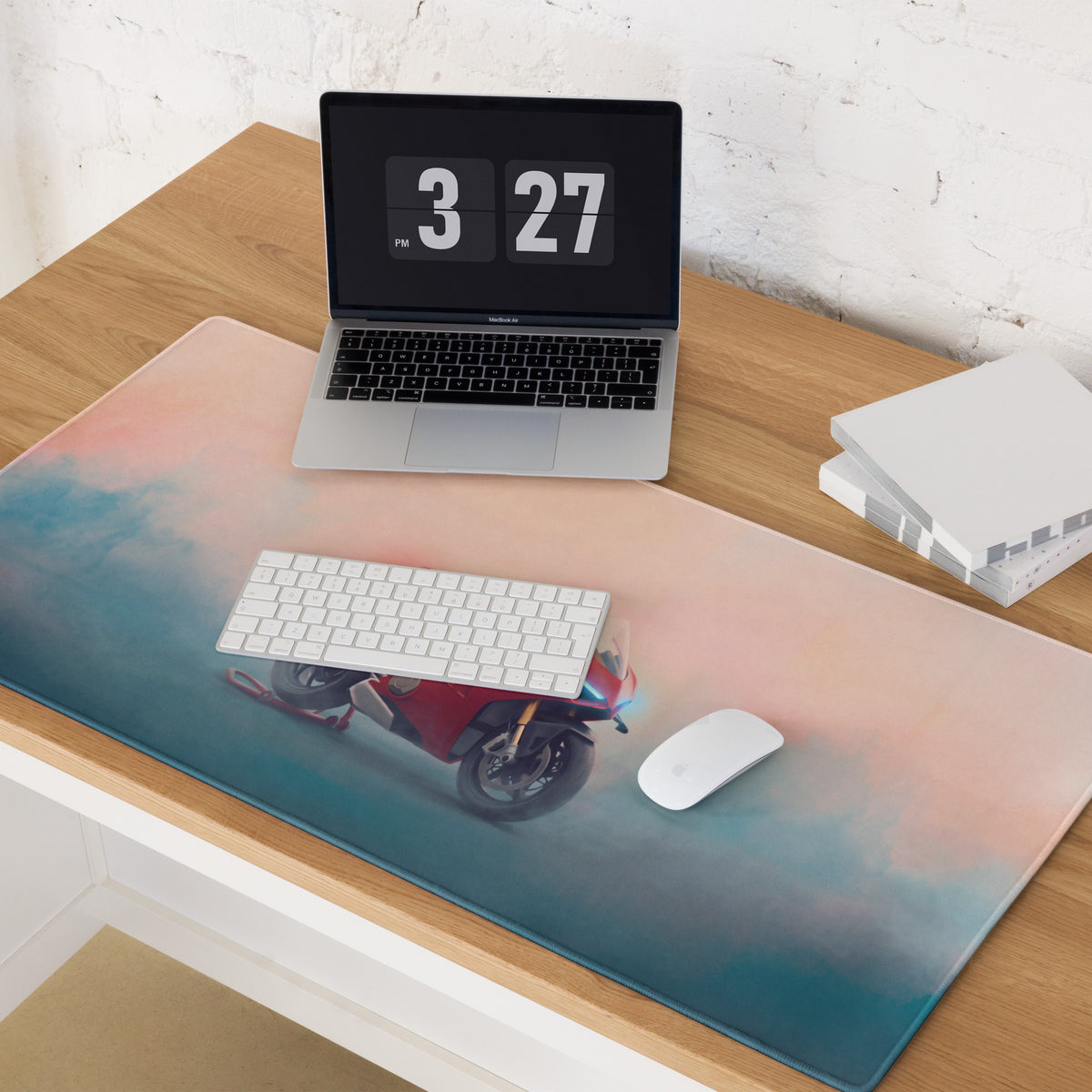 Ducati Panigale V4S Inspired Extra Large Gaming Mousepad, Italian Superbike Desk Accessory, Non-Slip Rubber Base