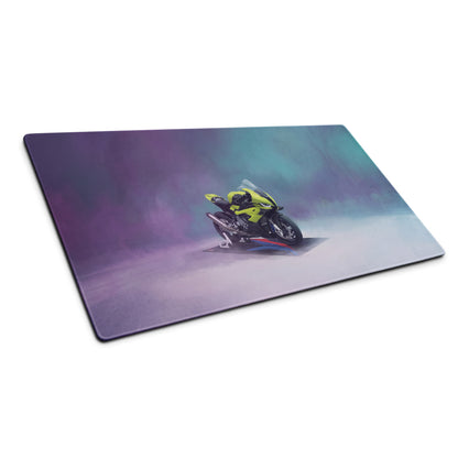 BMW S1000RR Inspired Extra Large Gaming Desk Mat, Neon Green Superbike Office Mousepad