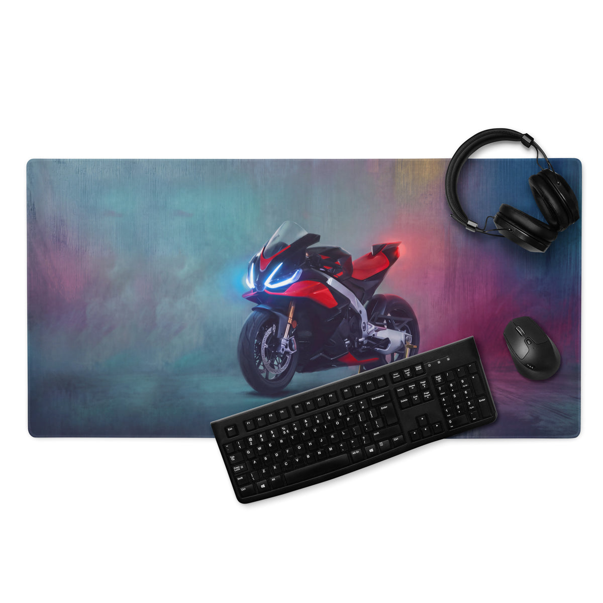Aprilia RSV4 Factory Inspired Extended Racing Mouse Pad, Red and Black Superbike Gaming Desk Mat