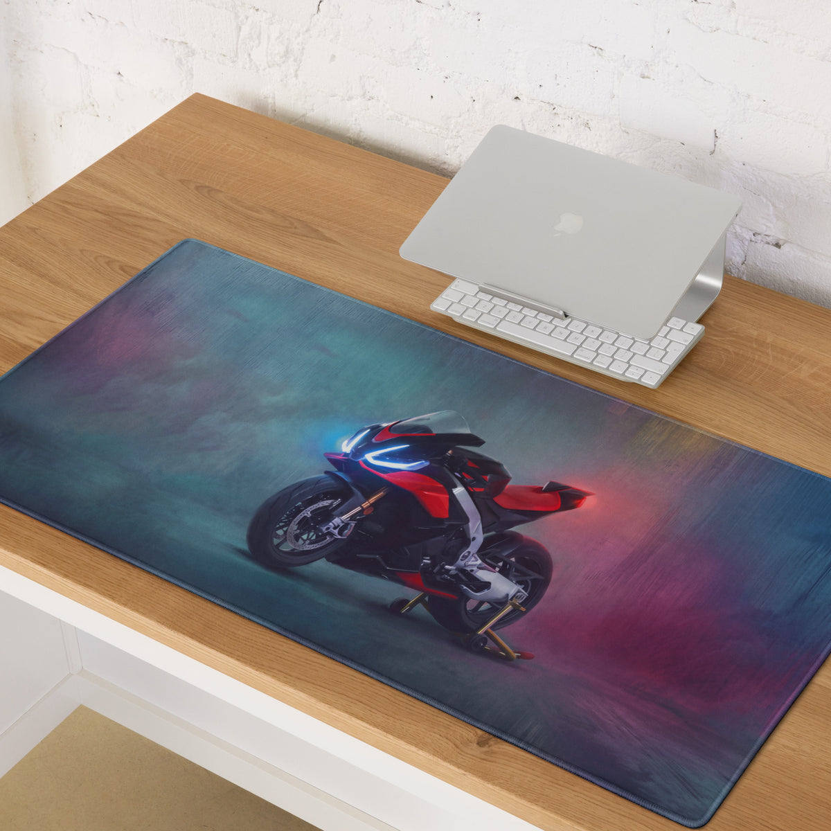 Aprilia RSV4 Factory Inspired Extended Racing Mouse Pad, Red and Black Superbike Gaming Desk Mat