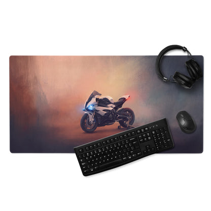 BMW S1000RR Inspired Extended Mouse Pad, White and Black Racing Desk Protector