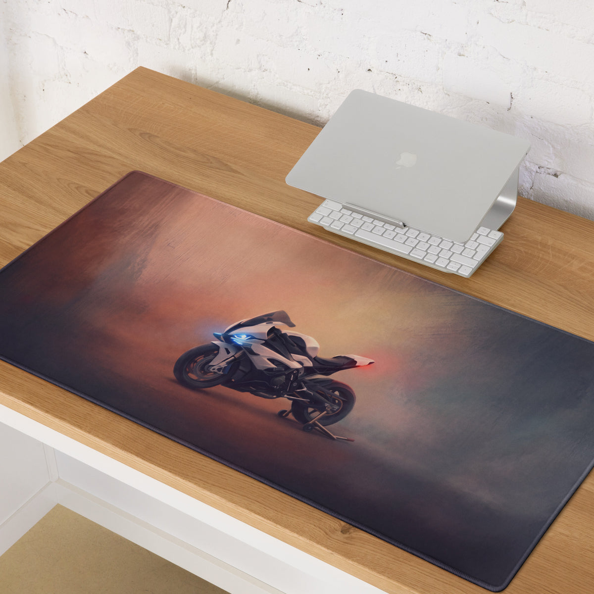 BMW S1000RR Inspired Extended Mouse Pad, White and Black Racing Desk Protector
