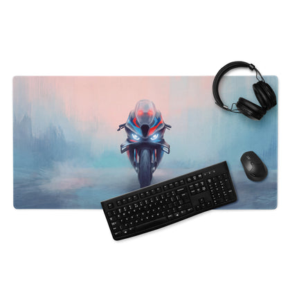 BMW M1000RR Inspired Extra Large Desk Pad, Motorsport Blue and Red Gamer Mousepad