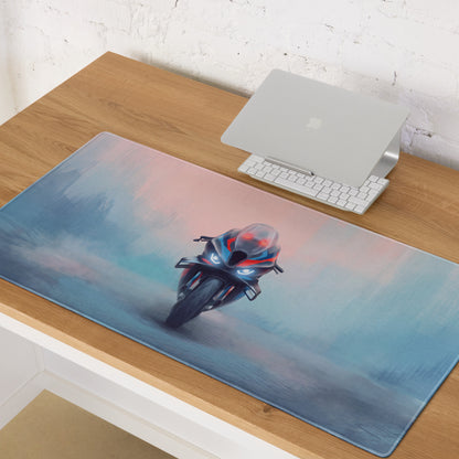 BMW M1000RR Inspired Extra Large Desk Pad, Motorsport Blue and Red Gamer Mousepad