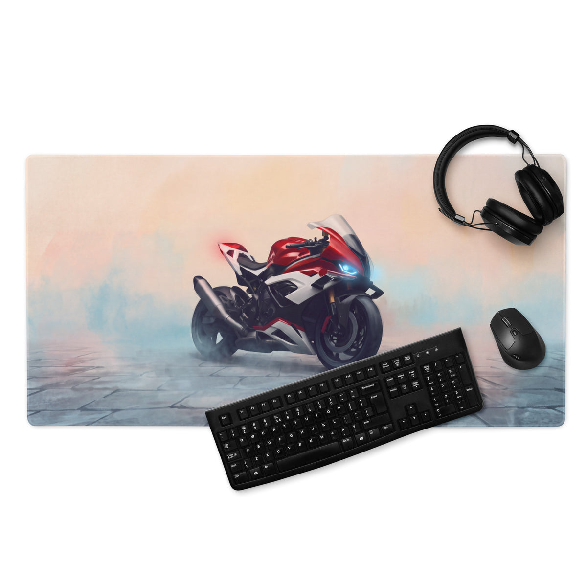 BMW S1000RR Inspired Premium Gaming Mouse Pad, Red and White Superbike Workspace Mat
