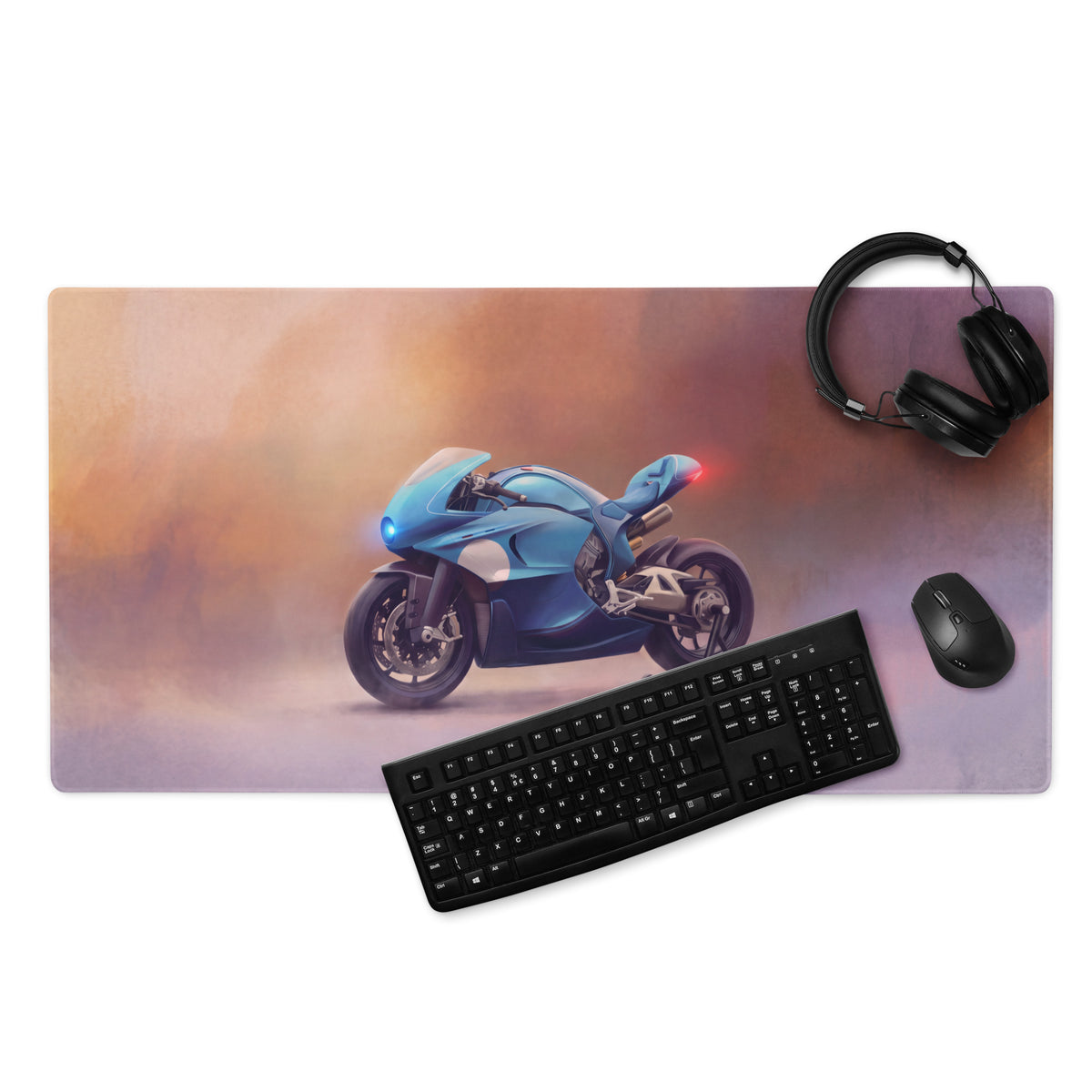 Bugatti Concept Bike Inspired Oversized Gaming Mouse Pad, Ocean Blue Sportbike Desk Protector