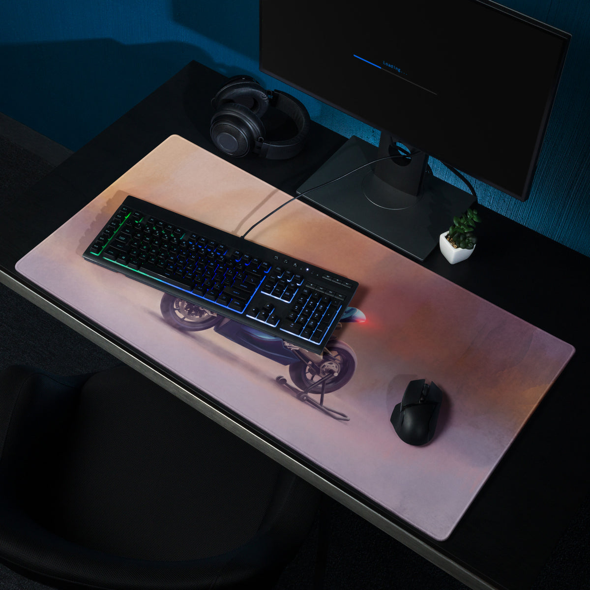 Bugatti Concept Bike Inspired Oversized Gaming Mouse Pad, Ocean Blue Sportbike Desk Protector