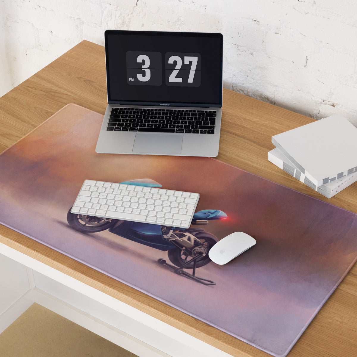 Bugatti Concept Bike Inspired Oversized Gaming Mouse Pad, Ocean Blue Sportbike Desk Protector