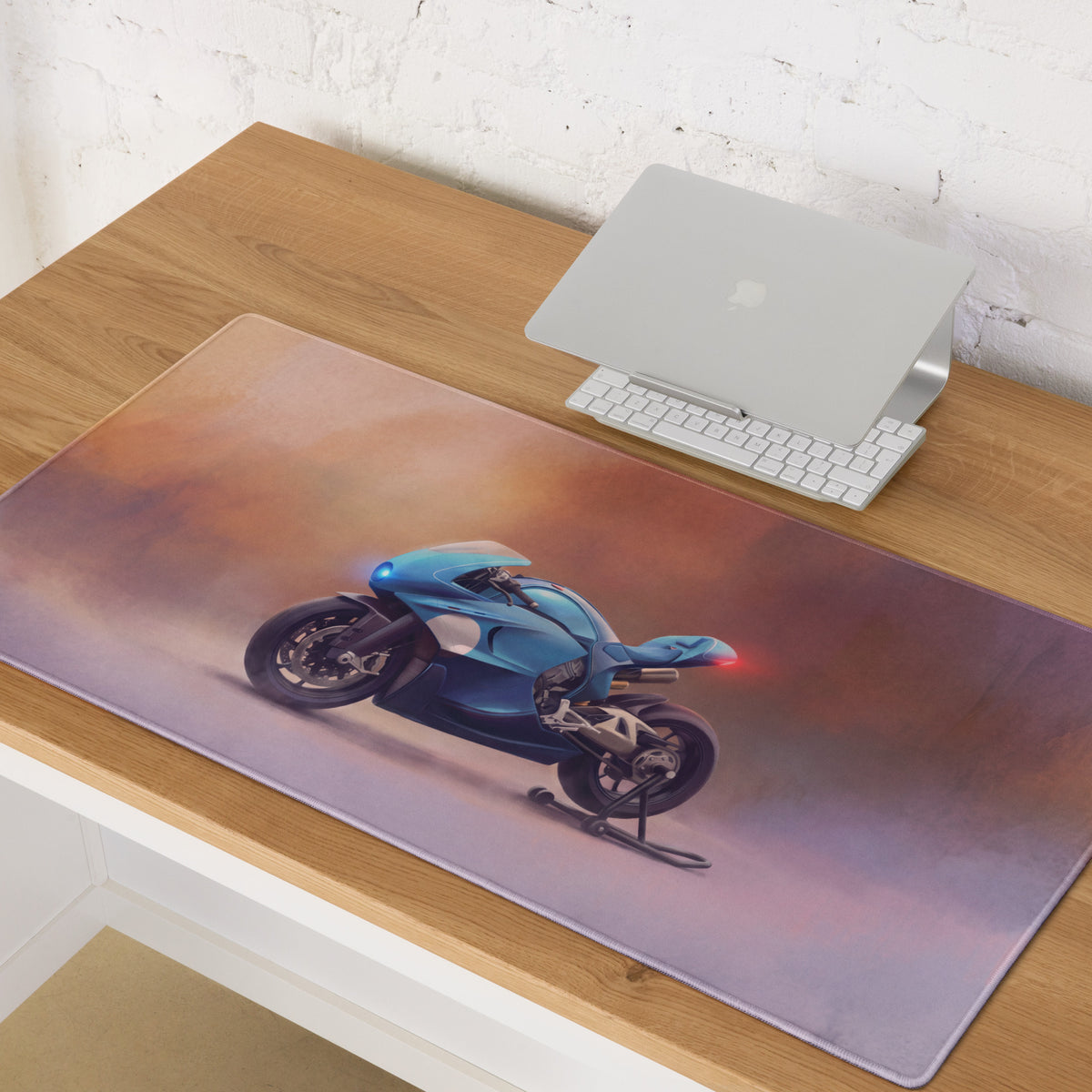 Bugatti Concept Bike Inspired Oversized Gaming Mouse Pad, Ocean Blue Sportbike Desk Protector