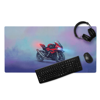 BMW S1000RR Inspired Extended Office Mousepad, Crimson Superbike Workstation Mat