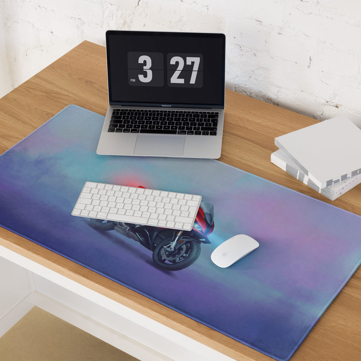BMW S1000RR Inspired Extended Office Mousepad, Crimson Superbike Workstation Mat