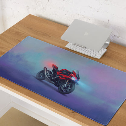 BMW S1000RR Inspired Extended Office Mousepad, Crimson Superbike Workstation Mat