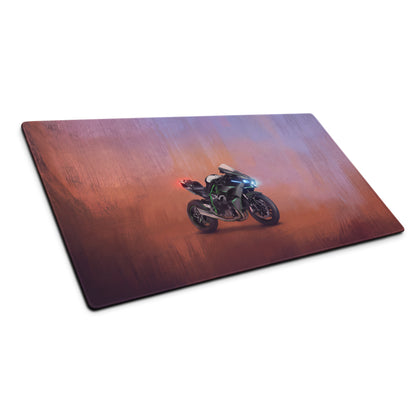 Kawasaki Ninja H2 Inspired Extended Keyboard Mat, Dark Metallic Supercharged Sportbike Desk Pad