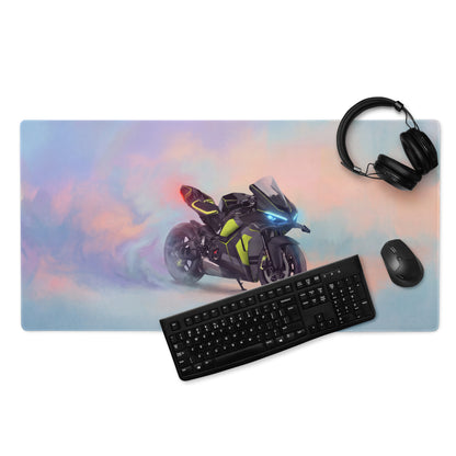 Ducati V4 Lamborghini Inspired Premium Desk Protector, Carbon and Neon Yellow Superbike Mouse Pad