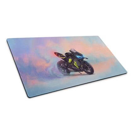 Ducati V4 Lamborghini Inspired Premium Desk Protector, Carbon and Neon Yellow Superbike Mouse Pad