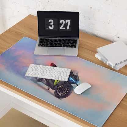 Ducati V4 Lamborghini Inspired Premium Desk Protector, Carbon and Neon Yellow Superbike Mouse Pad