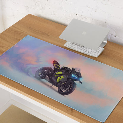 Ducati V4 Lamborghini Inspired Premium Desk Protector, Carbon and Neon Yellow Superbike Mouse Pad