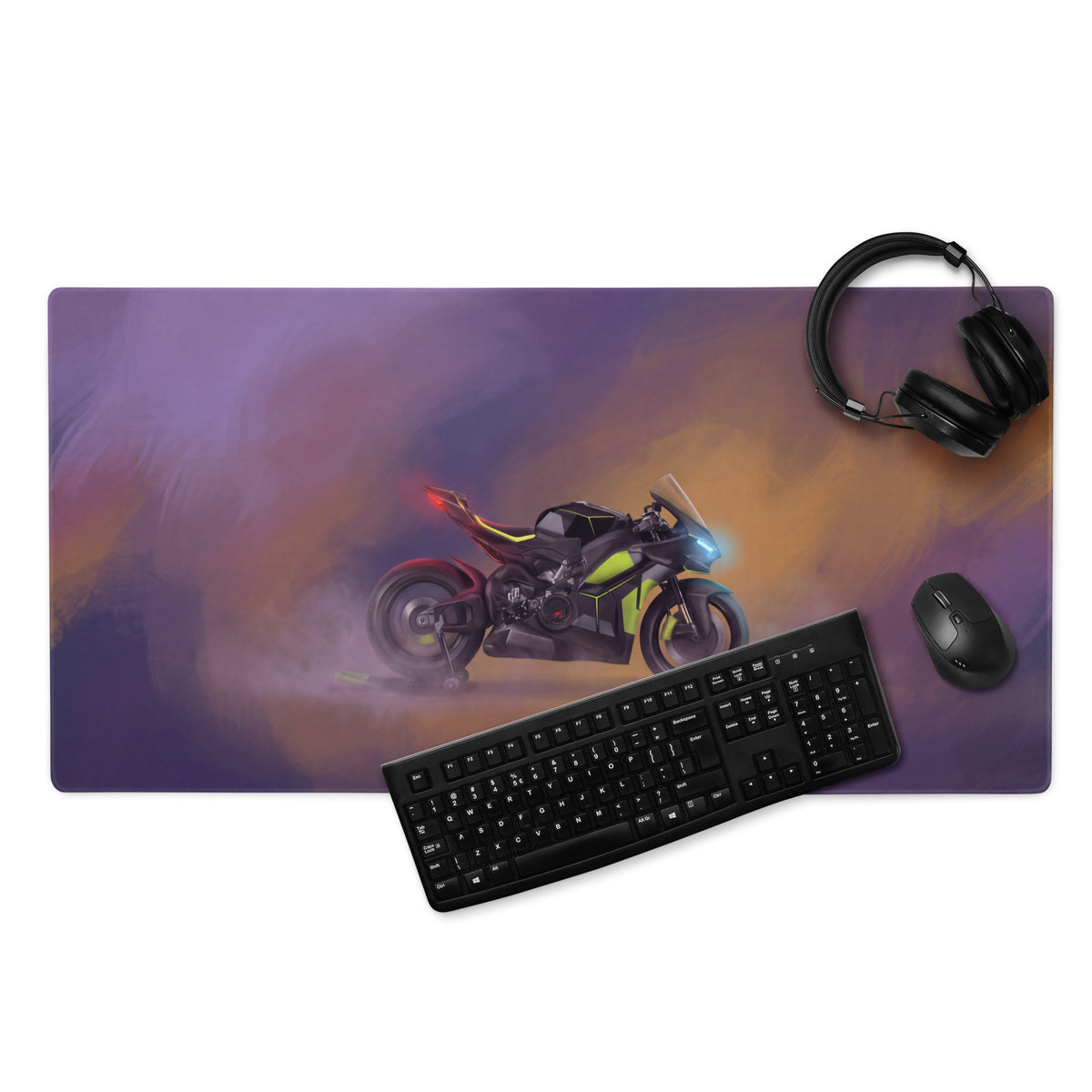 Ducati Panigale V4 Lamborghini Inspired Large Gaming Mousepad, Matte Black and Lime Trackside Desk Mat