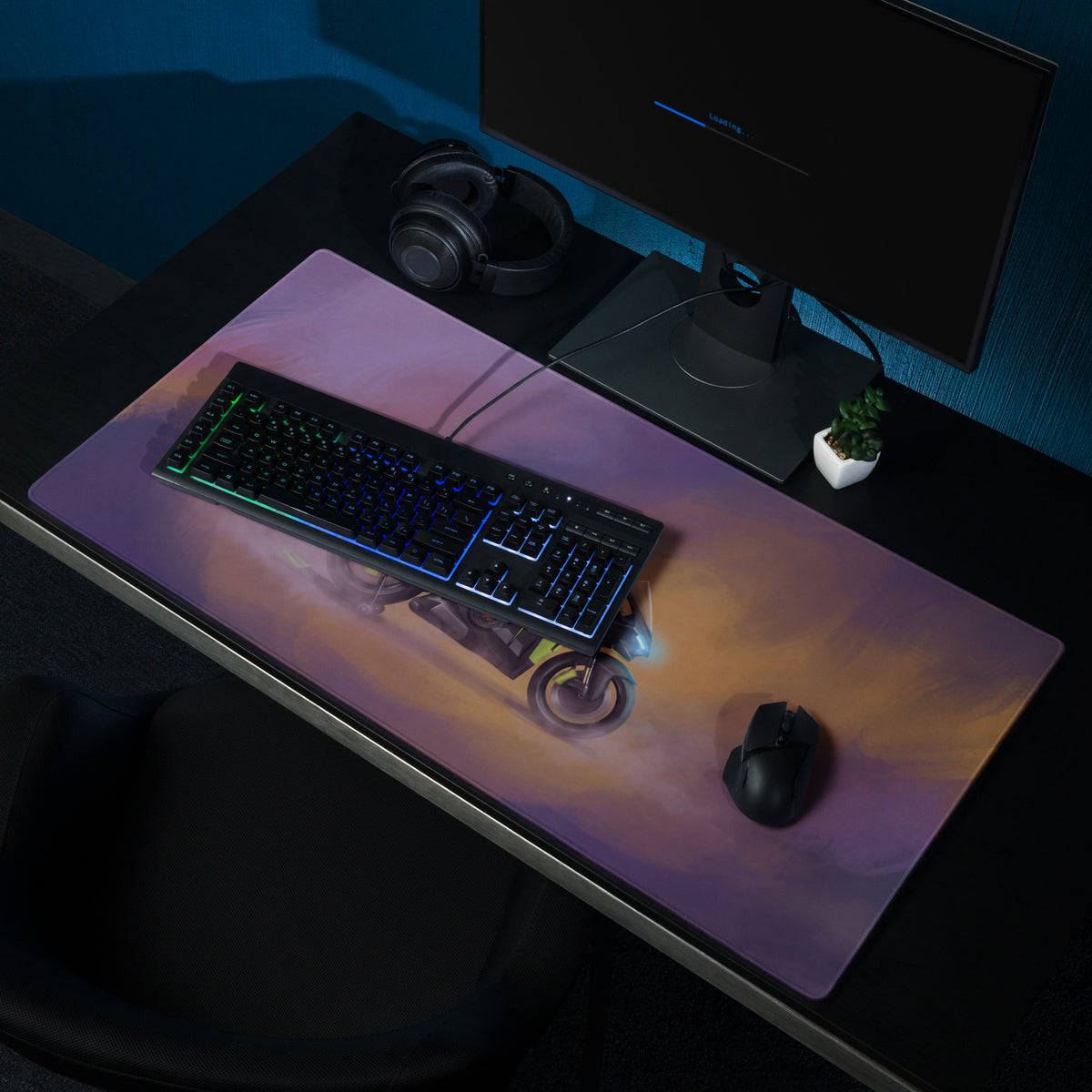 Ducati Panigale V4 Lamborghini Inspired Large Gaming Mousepad, Matte Black and Lime Trackside Desk Mat