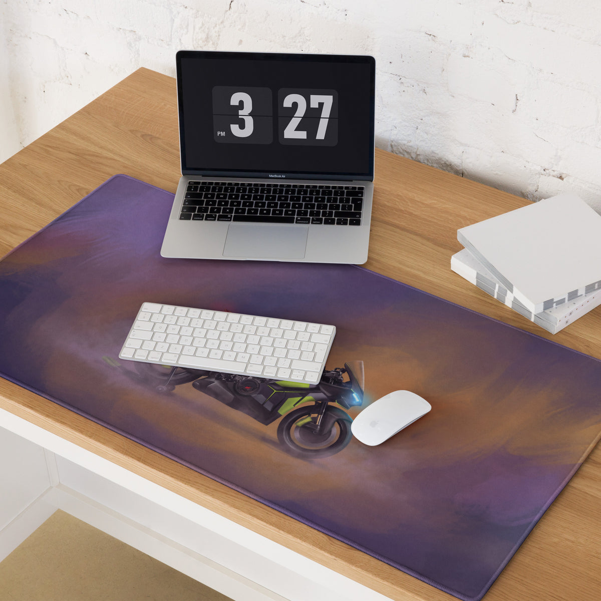 Ducati Panigale V4 Lamborghini Inspired Large Gaming Mousepad, Matte Black and Lime Trackside Desk Mat