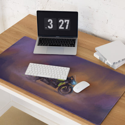 Ducati Panigale V4 Lamborghini Inspired Large Gaming Mousepad, Matte Black and Lime Trackside Desk Mat