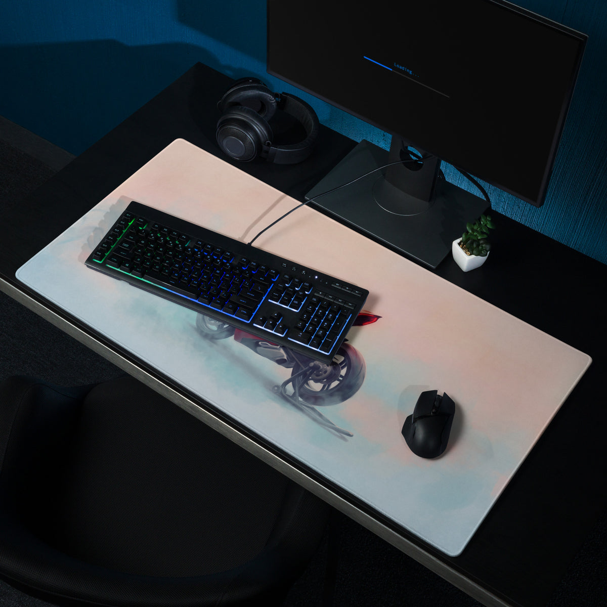 Ducati Panigale V4 Inspired Large Office Mousepad, Red Superbike Workstation Mat