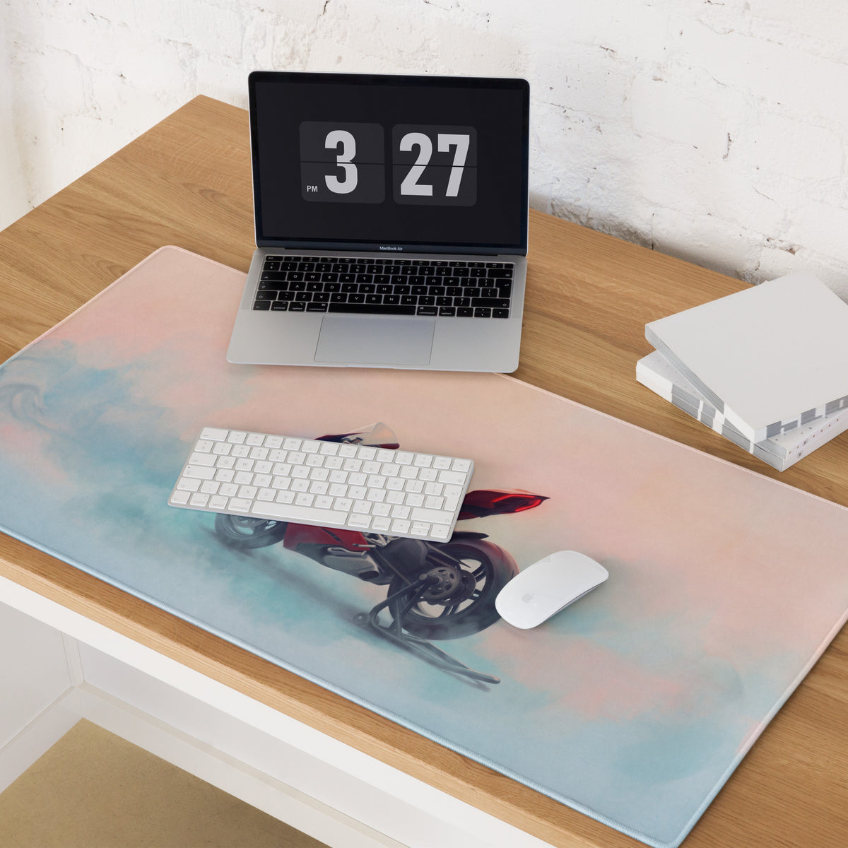 Ducati Panigale V4 Inspired Large Office Mousepad, Red Superbike Workstation Mat