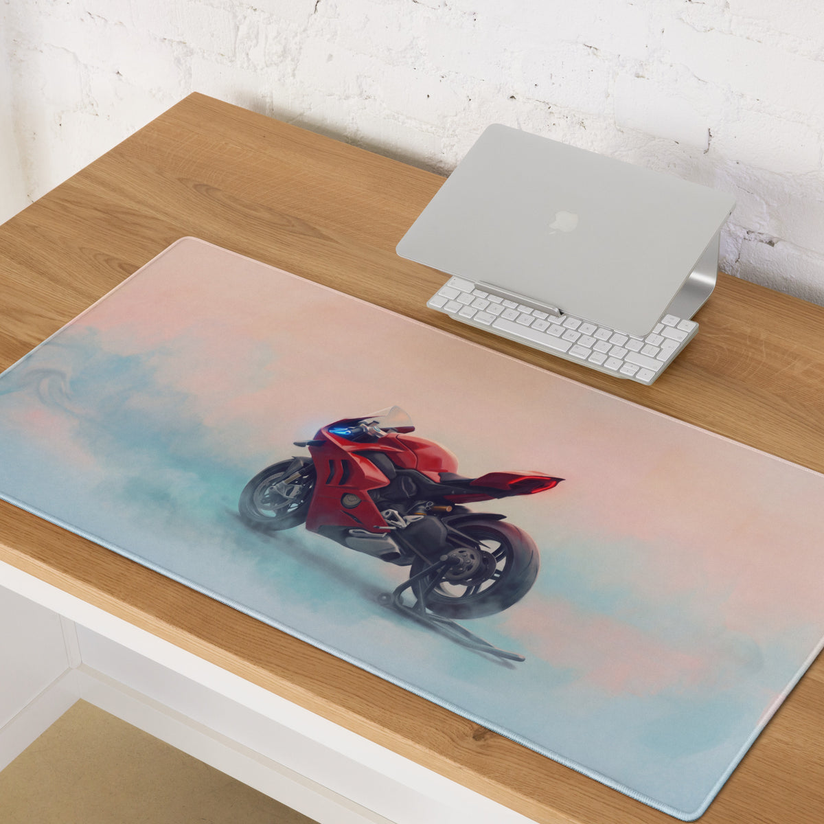Ducati Panigale V4 Inspired Large Office Mousepad, Red Superbike Workstation Mat
