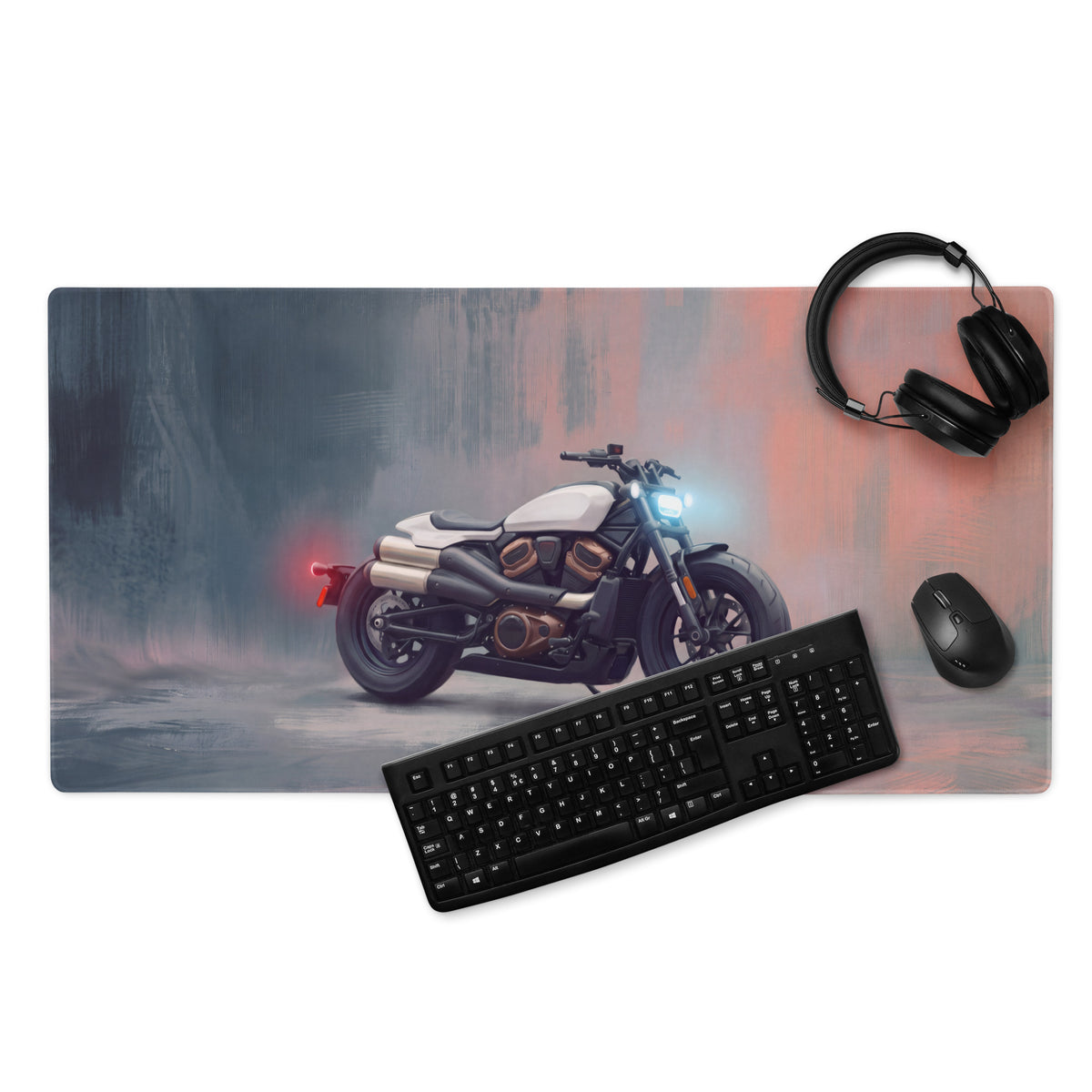 Sportster Inspired Oversized Gaming Desk Protector, American V-Twin Keyboard Mat