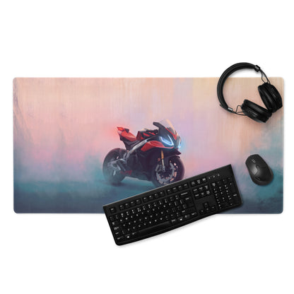 Aprilia RSV4 Inspired Extra Large Gaming Desk Mat, Red and Black Superbike Mouse Pad