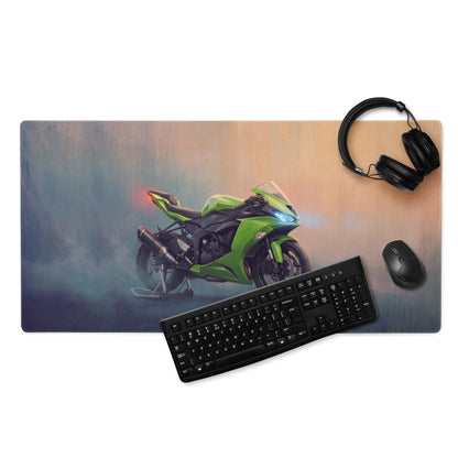 Kawasaki Ninja ZX6R Inspired Oversized Mouse Pad, Lime Green Sportbike Workspace Mat