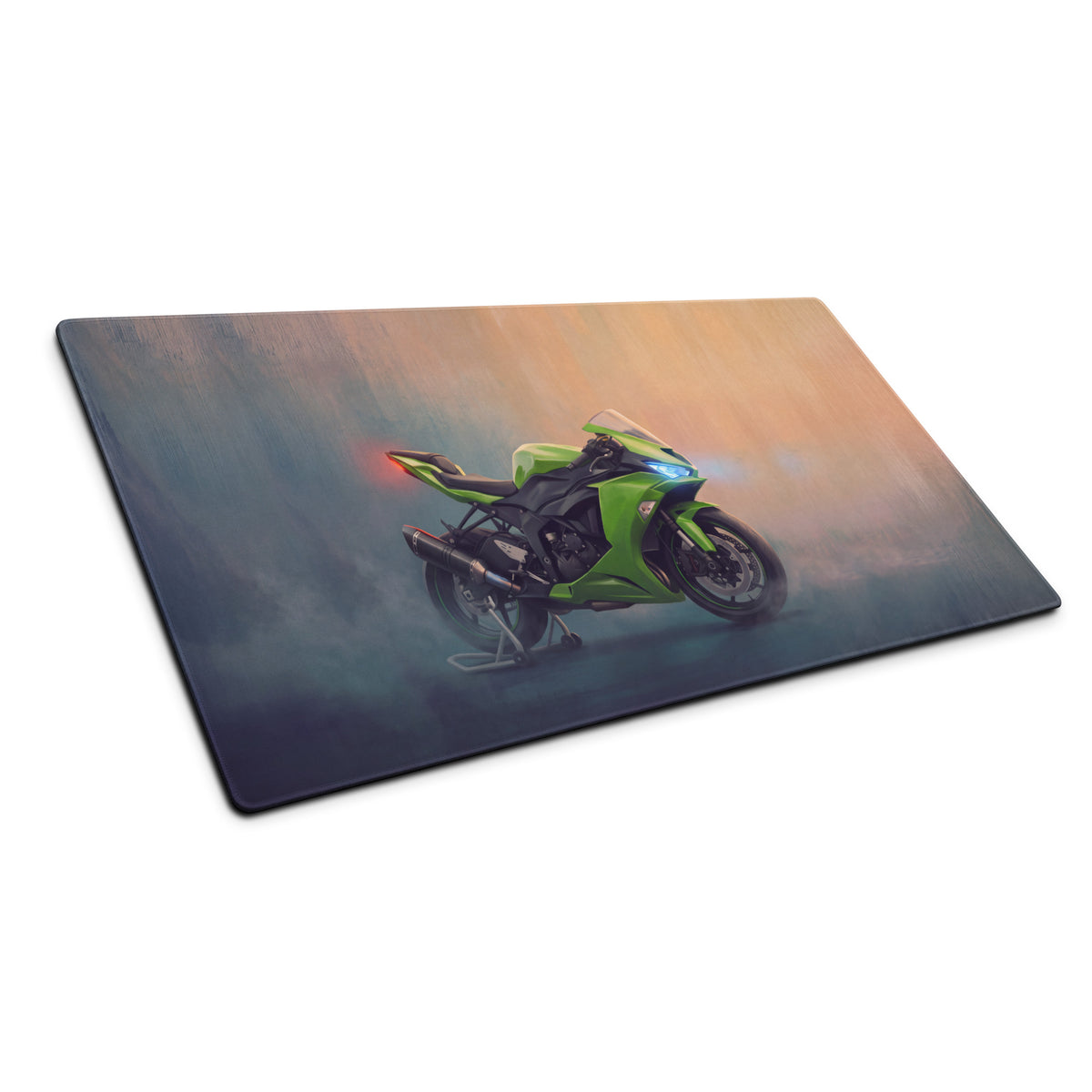 Kawasaki Ninja ZX6R Inspired Oversized Mouse Pad, Lime Green Sportbike Workspace Mat