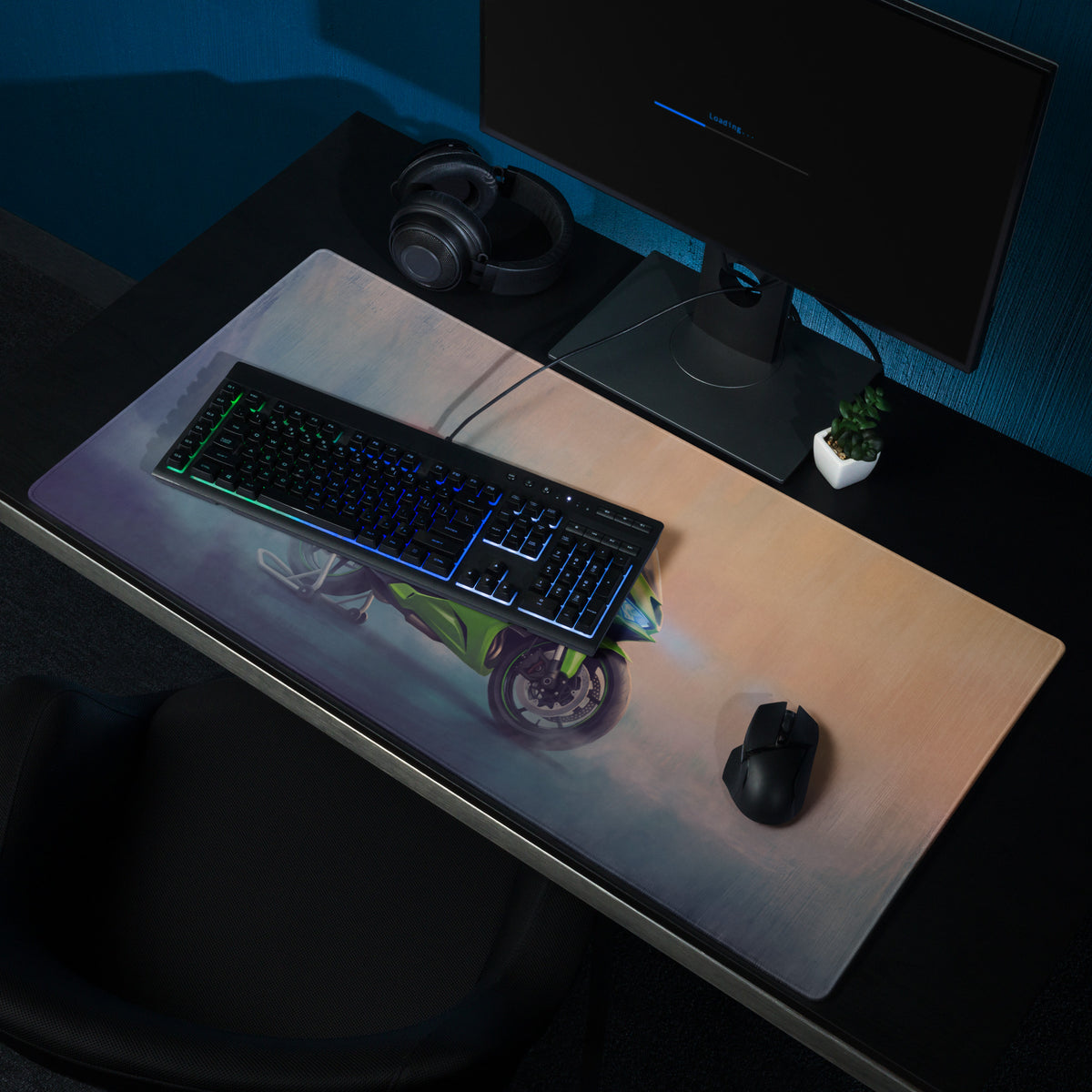 Kawasaki Ninja ZX6R Inspired Oversized Mouse Pad, Lime Green Sportbike Workspace Mat