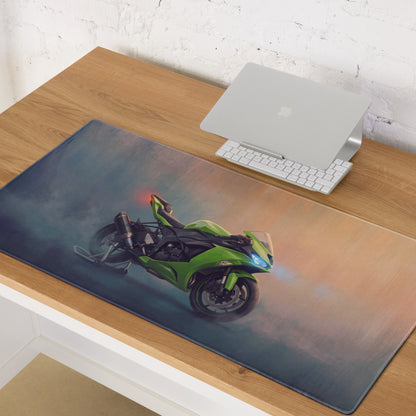 Kawasaki Ninja ZX6R Inspired Oversized Mouse Pad, Lime Green Sportbike Workspace Mat