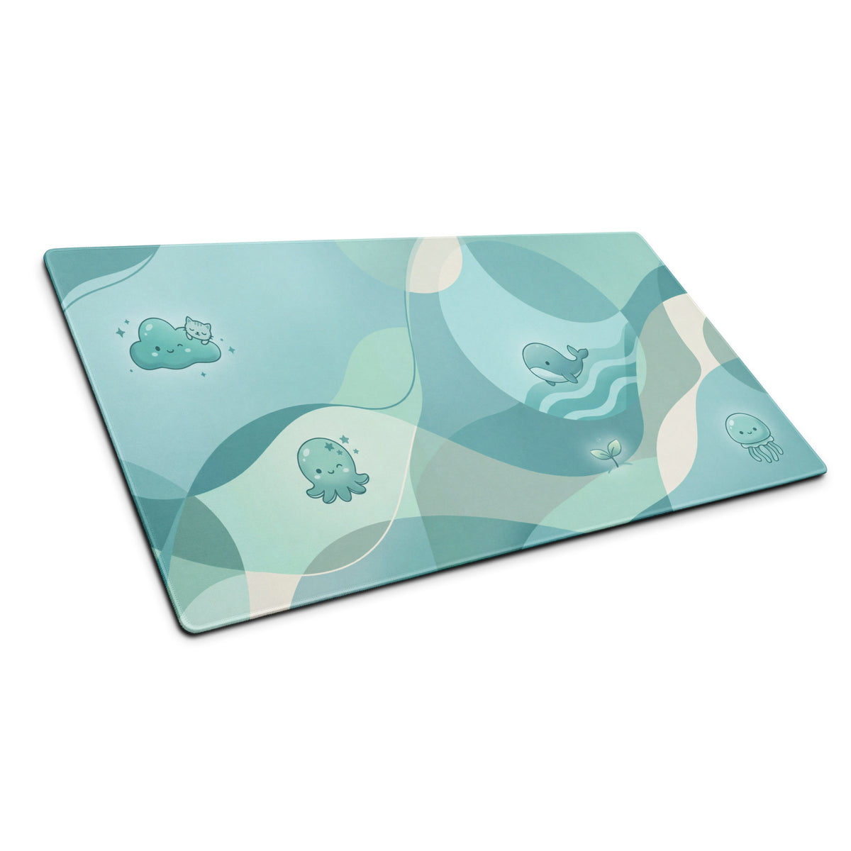 Cute Ocean Friends Gaming Mouse Pad - Blue Teal Mat For Cute Setup