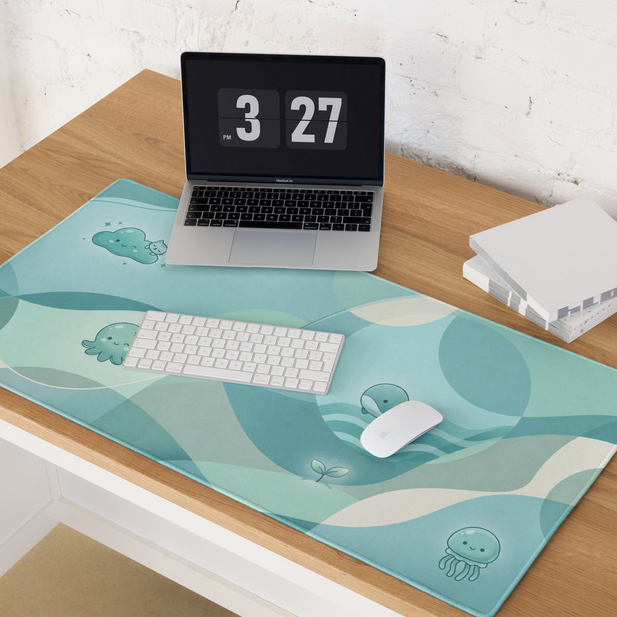 Cute Ocean Friends Gaming Mouse Pad - Blue Teal Mat For Cute Setup