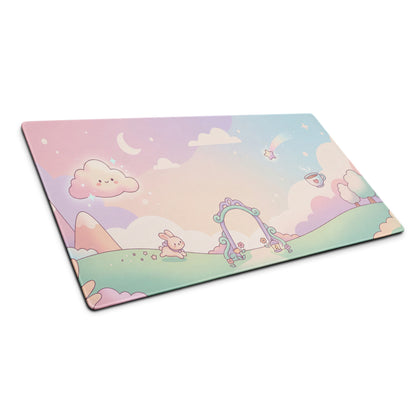 Pastel Cute Bunny Clouds Mouse Pad