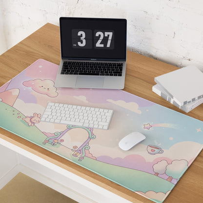 Pastel Cute Bunny Clouds Mouse Pad