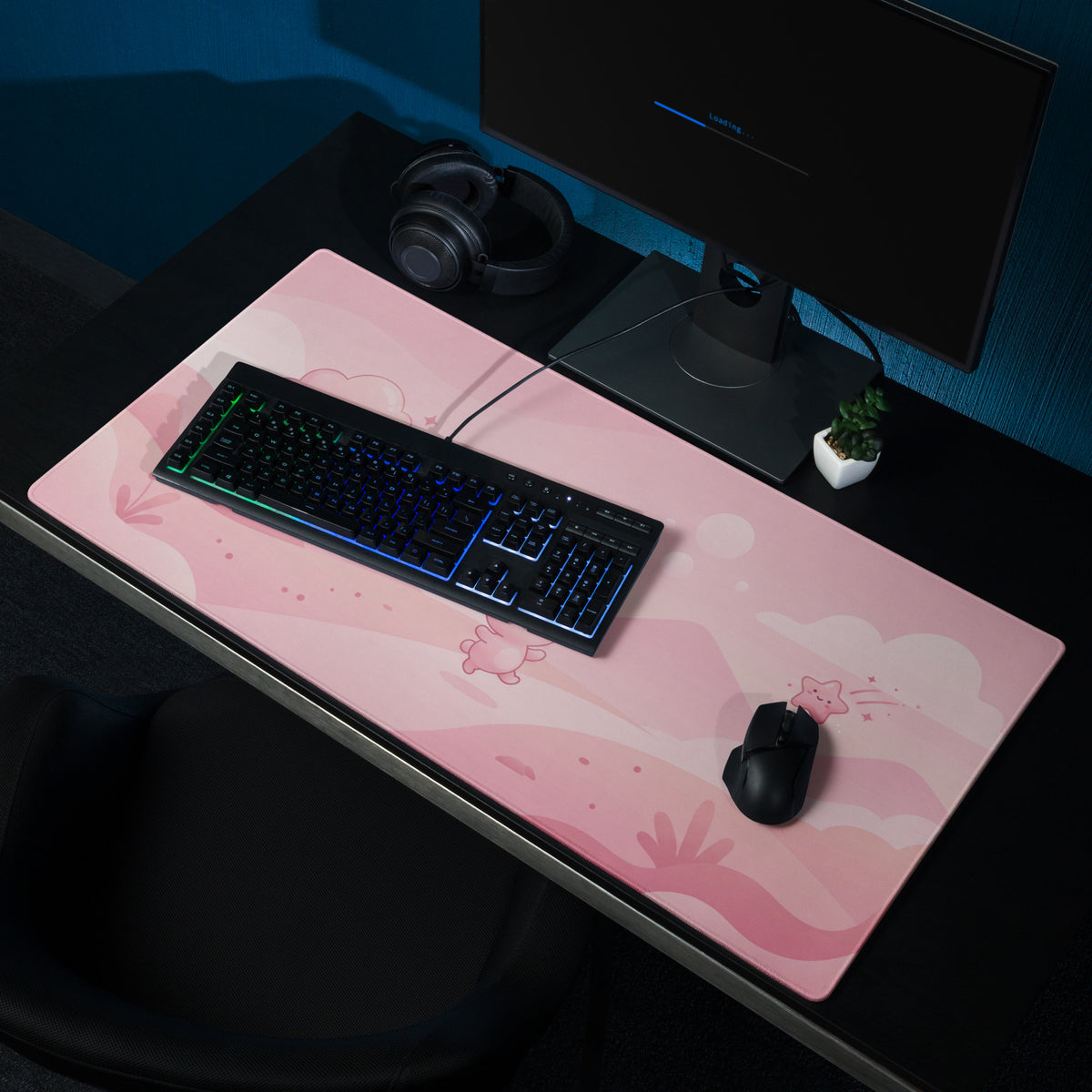 Pink Cute Gaming Mouse Pad With Cozy Clouds for Gamer Girls