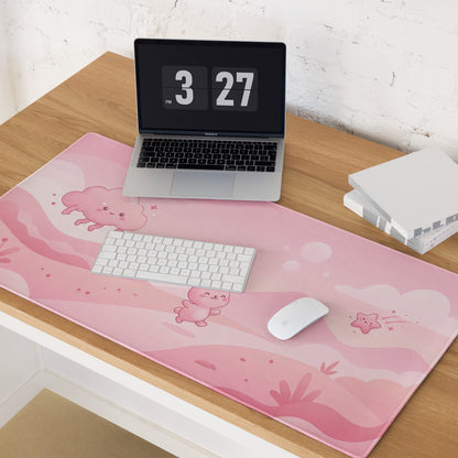 Pink Cute Gaming Mouse Pad With Cozy Clouds for Gamer Girls