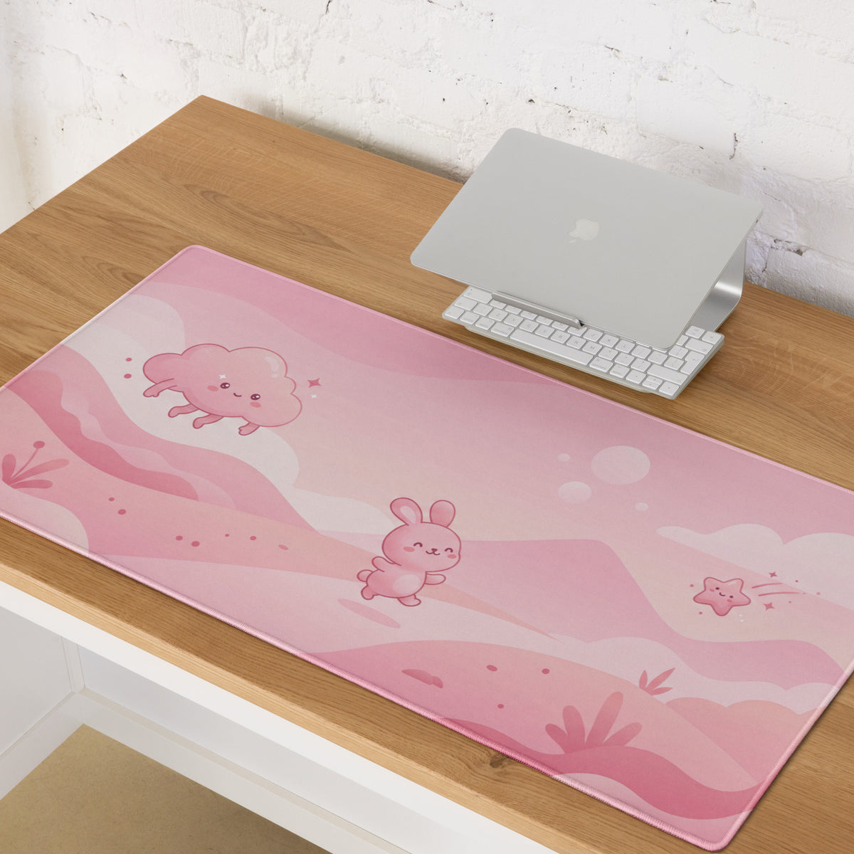 Pink Cute Gaming Mouse Pad With Cozy Clouds for Gamer Girls