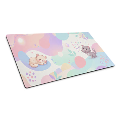 Pastel Rainbow Kitty Themed Gaming Mouse Pad