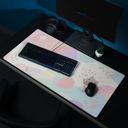 Pastel Rainbow Kitty Themed Gaming Mouse Pad