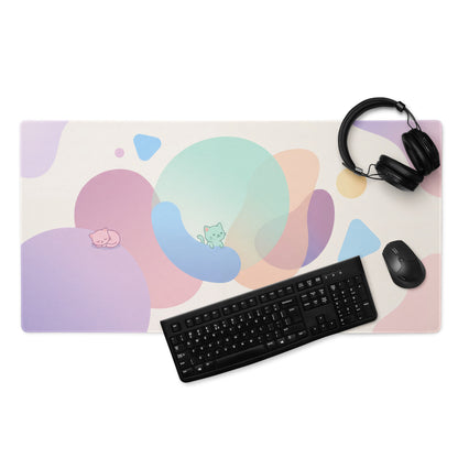 Pastel Kitty Mouse Pad Gaming Desk Mat With Cute Colors