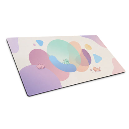 Pastel Kitty Mouse Pad Gaming Desk Mat With Cute Colors