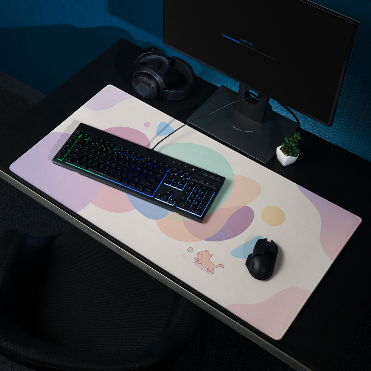 Pastel Kitty Mouse Pad Gaming Desk Mat With Cute Colors
