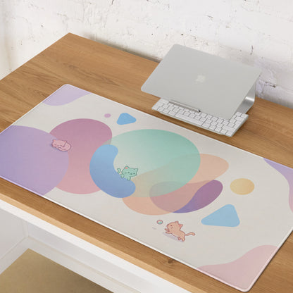 Pastel Kitty Mouse Pad Gaming Desk Mat With Cute Colors