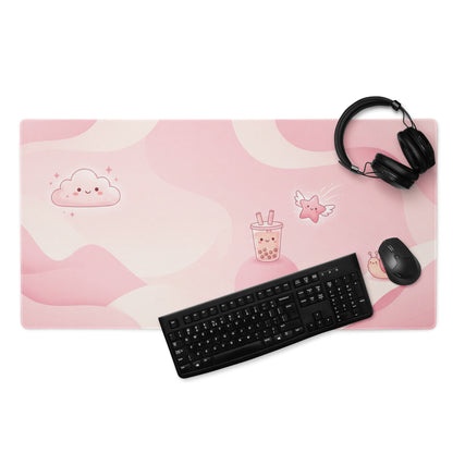 Pink Cute Cloud Bubble Tea Mouse Pad For Gamer Girl